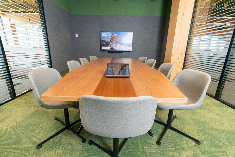 Meeting room with large conference table