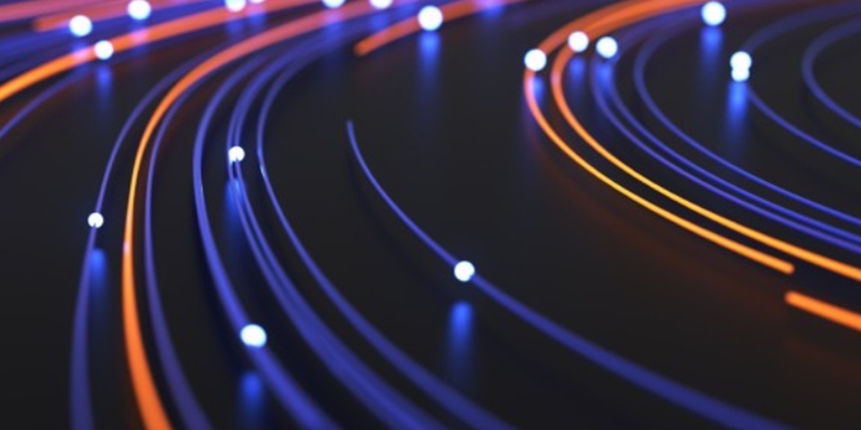 Abstract image of colourful lines on a black background