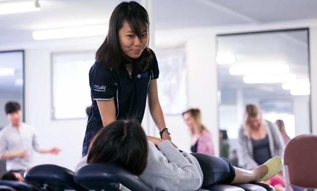 A patient receiving treatment at the Murdoch University Chiropractic Clinic.