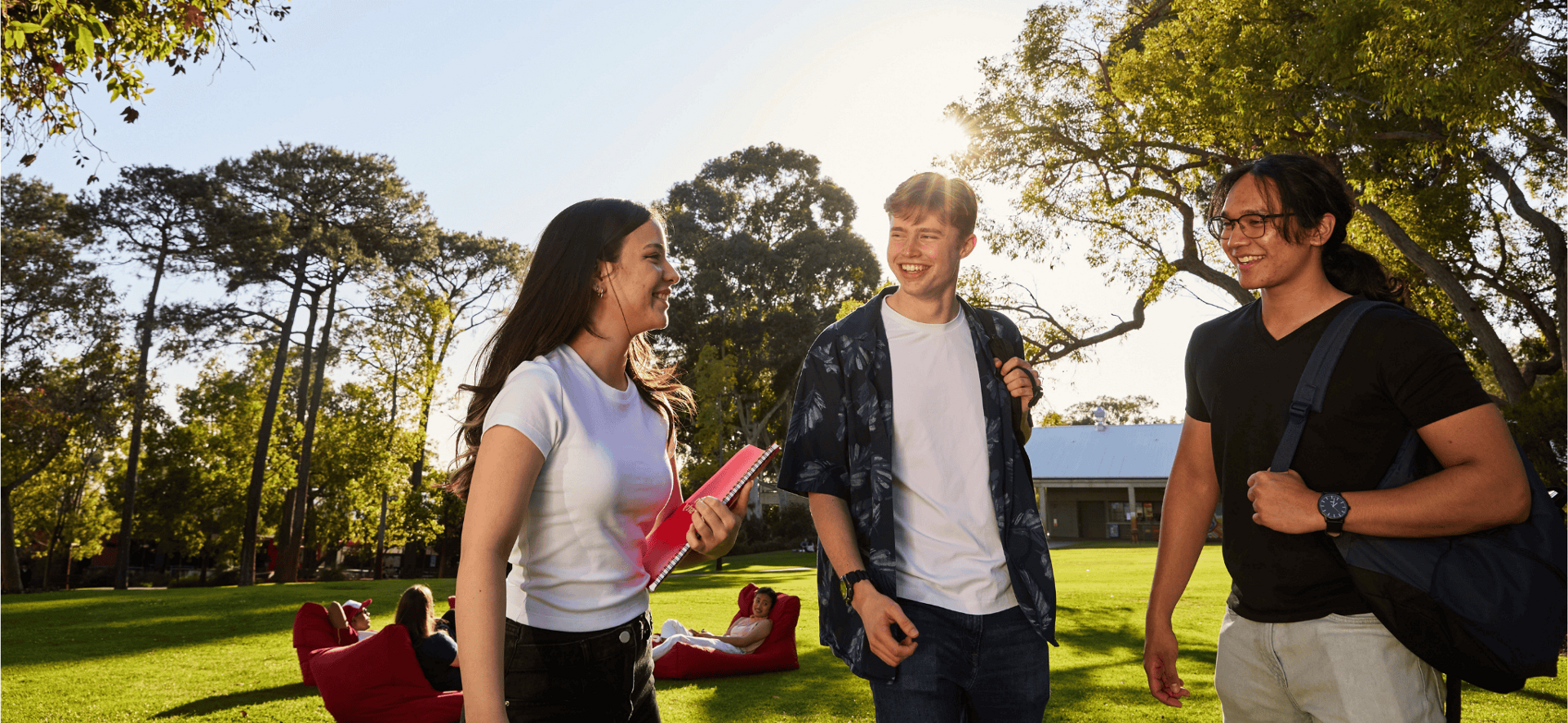 3 students together on Bush Court