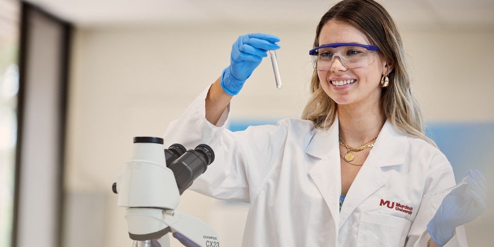 A female Food Science Science student testing sample