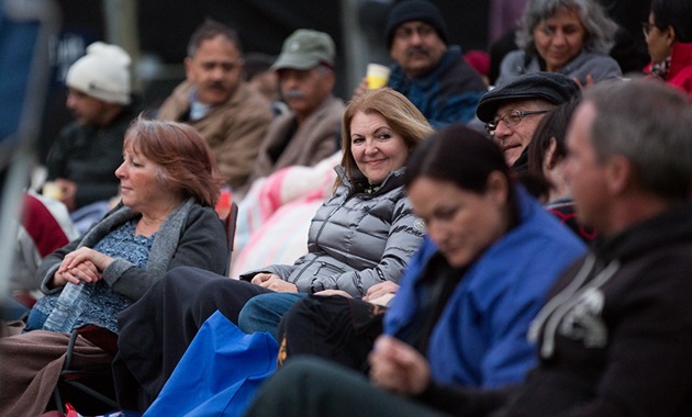 Audience members at Murdoch's outdoor Community Cinema.