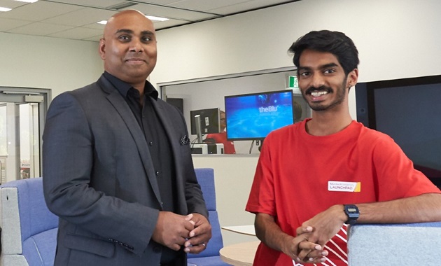 A student with Launchpad Entrepreneur in Residence Jeremy Chetty.