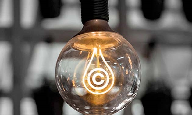 Lightbulb with copyright symbol