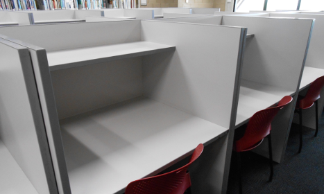 Individual study desks in the Level 2, South Wing Silent zone