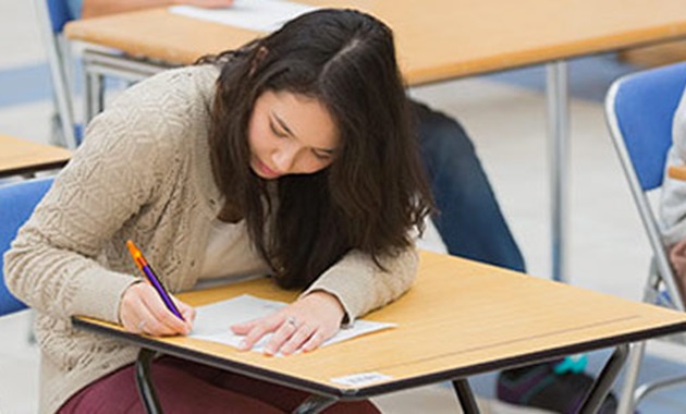 Female student doing exam