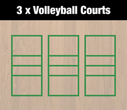 Three volleyball courts