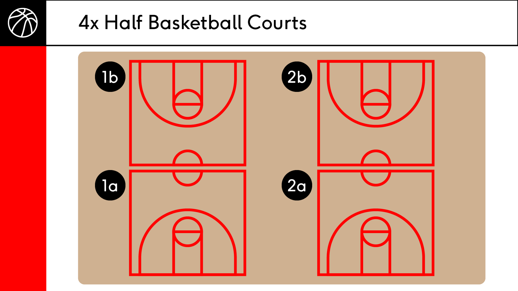 Court diagram for half basketball courts