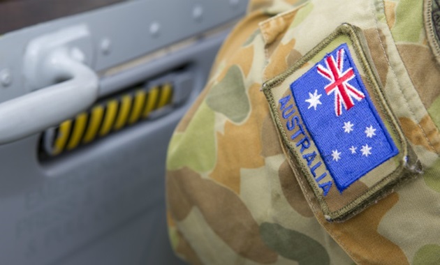 Australian flag patch of the sleeve of an army uniform