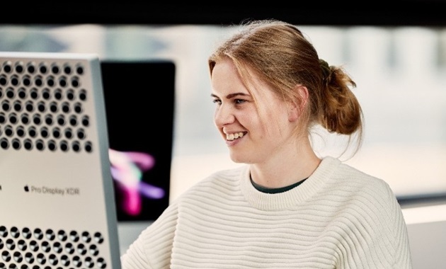 Female student working on computer