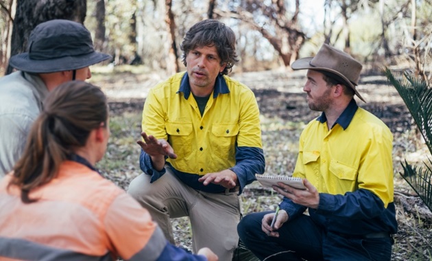 Dr Joe Fontaine in prescribed burn area