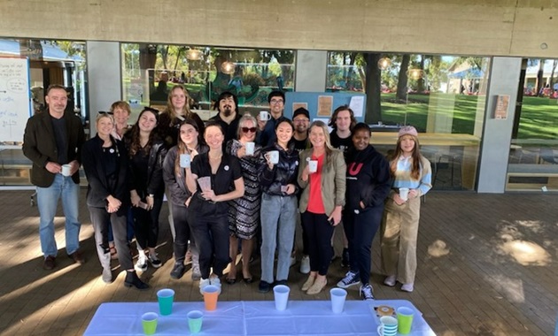 Pro Vice Chancellor Sustainability Martin Brueckner (left) with participants in the One new habit, OK? student initiative at Murdoch University