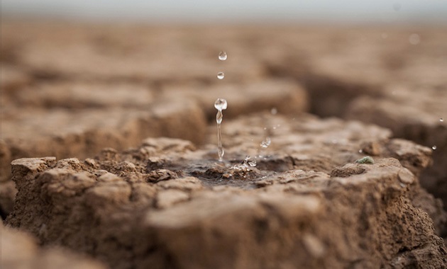 Water drop on soil