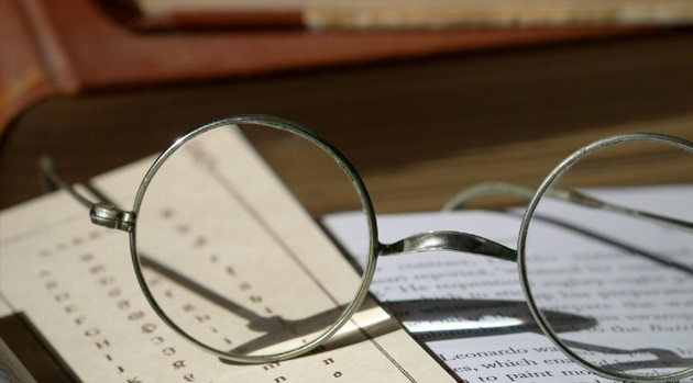 Glasses on book