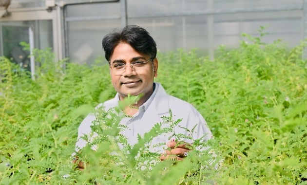 Professor Varshney in the greenhouse